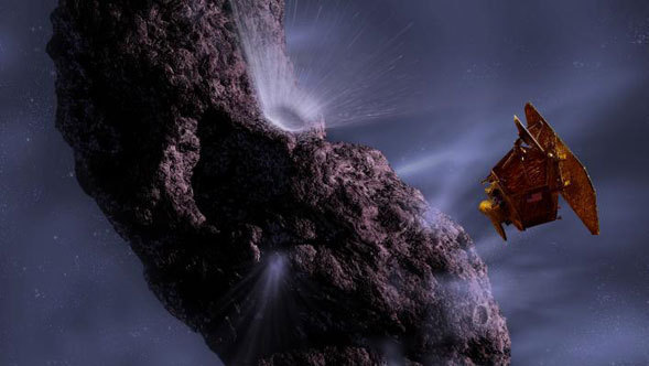 Artist's Concept of Deep Impact's Encounter with Comet Tempel 1