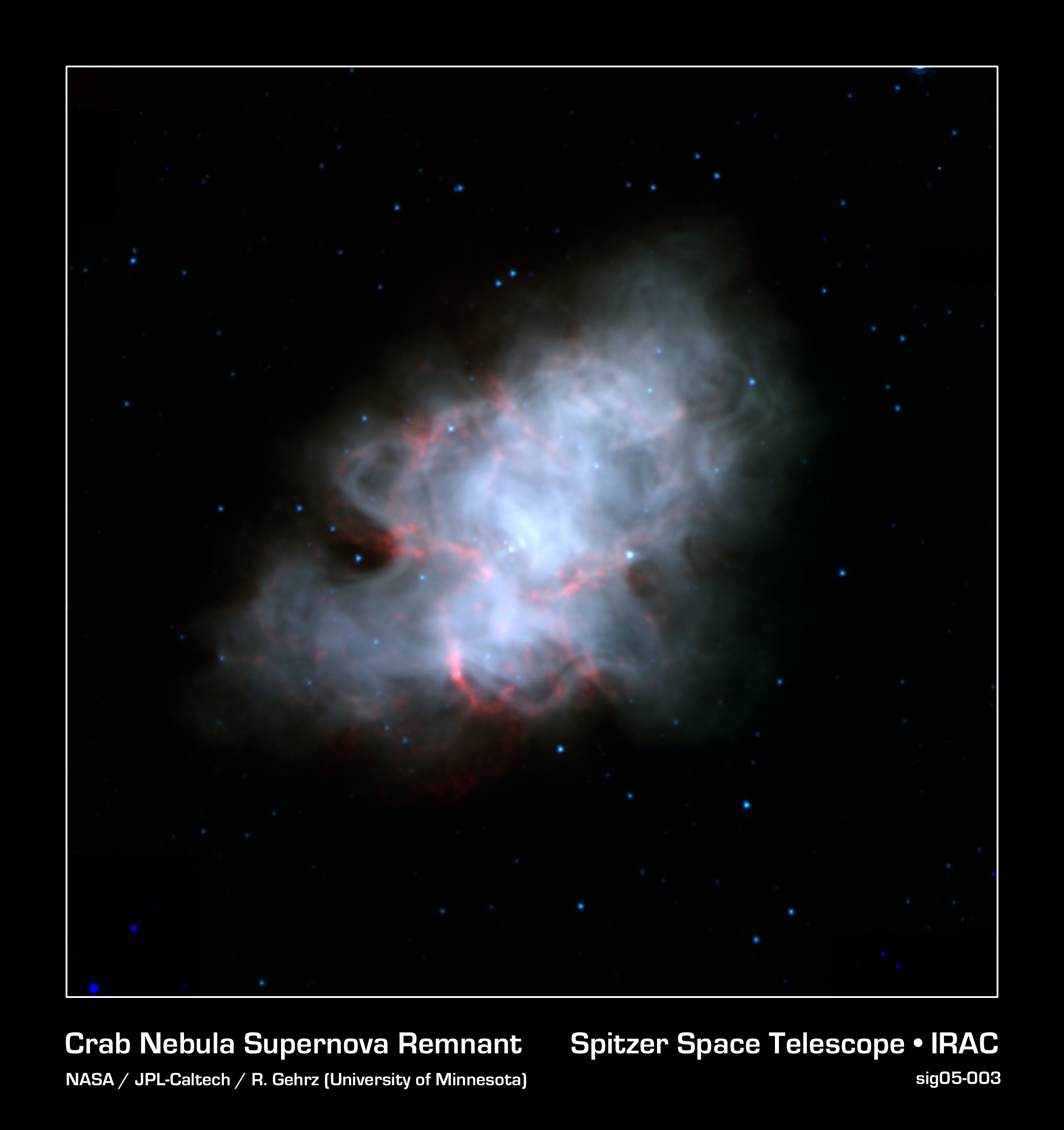 Crab Nebula Supernova Remnant (Spitzer/IRAC Image)